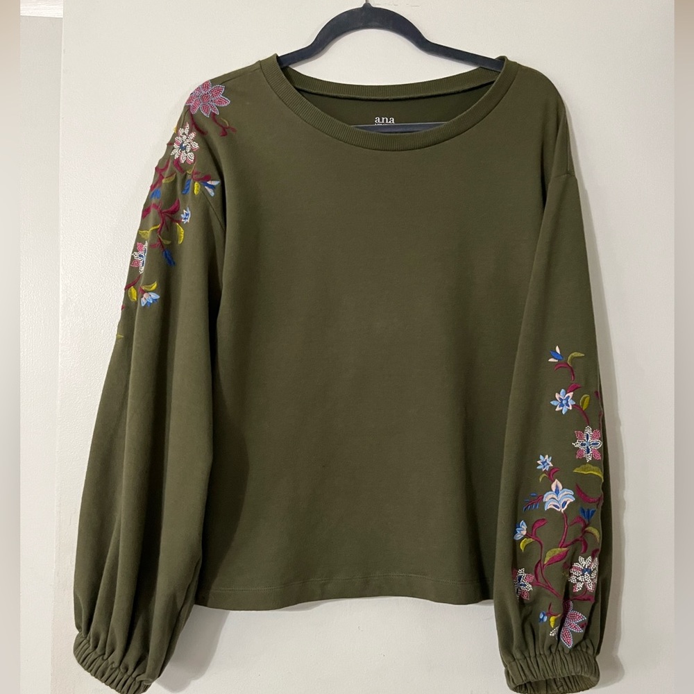 EUC Ana embroidered fall shirt, size M